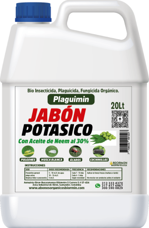 Jabón Potásico Plaguimin 20 Litros - Bio insecticida orgánico con aceite de neem
